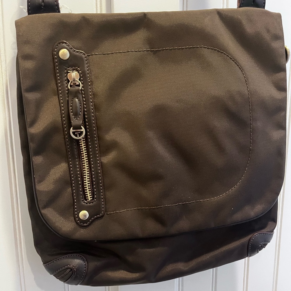 TUMI brown nylon crossbody bag